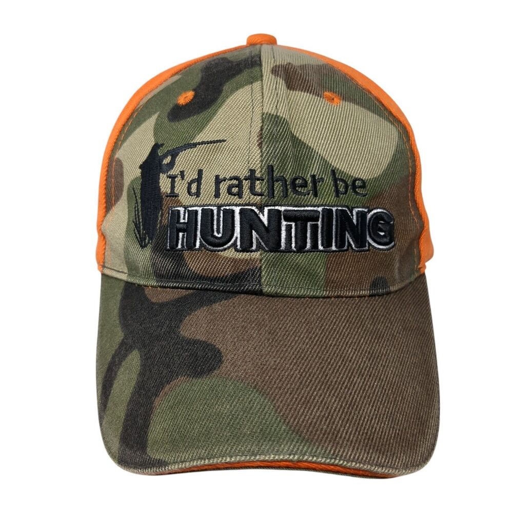 I'd Rather Be Hunting Strapback Hat Camouflage 58cm Adjustable Embroidered CTS
